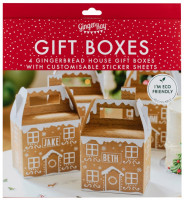 Preview: 4 Eco Gingerbread House gift boxes