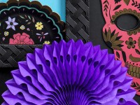 Preview: 3 paper rosettes Kate dark purple