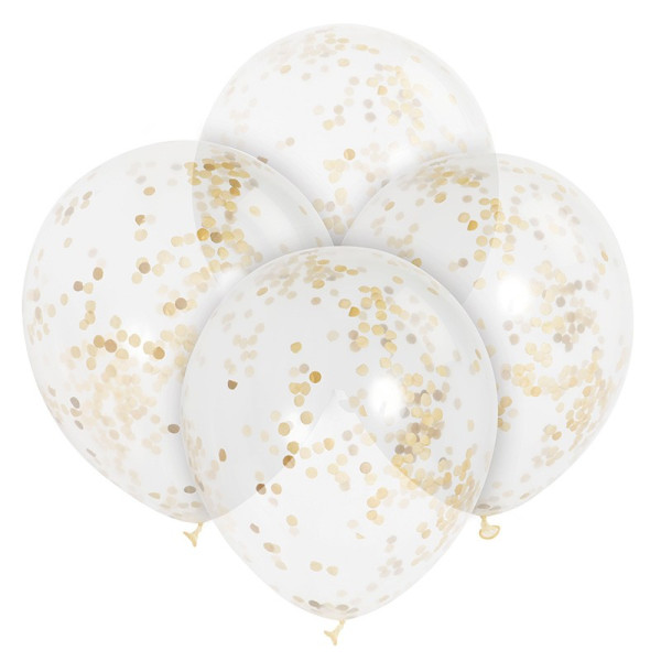 6 globos con confeti dorado Celebration 30cm