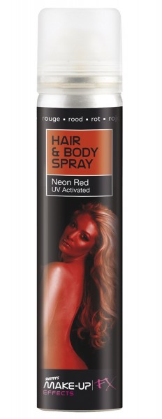 Halloween Haar- Und Bodyspray UV-Licht Rot 75ml