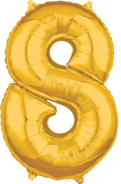 Nummerballon 8 i guld 45 x 66 cm