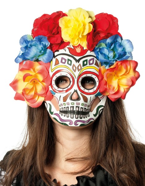 Blumige Dia De Los Muertos Maske