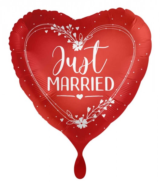 Globo de papel de corazón Just Married rojo 45cm