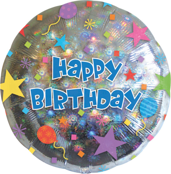 Happy Birthday shimmer balloon round