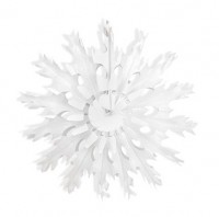 Oversigt: Papir rosette i snefnugdesign 25cm