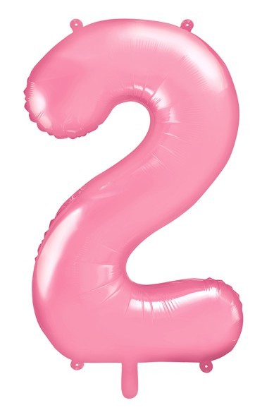 Nummer 2 folieballong rosa 86cm