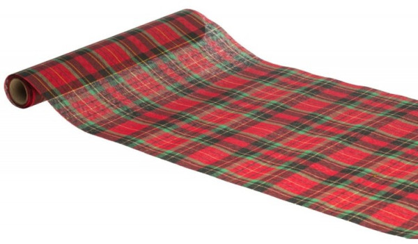 Checkered table runner red-green-gold 3m