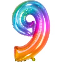 Zahl 9 Super Rainbow Folienballon 86cm