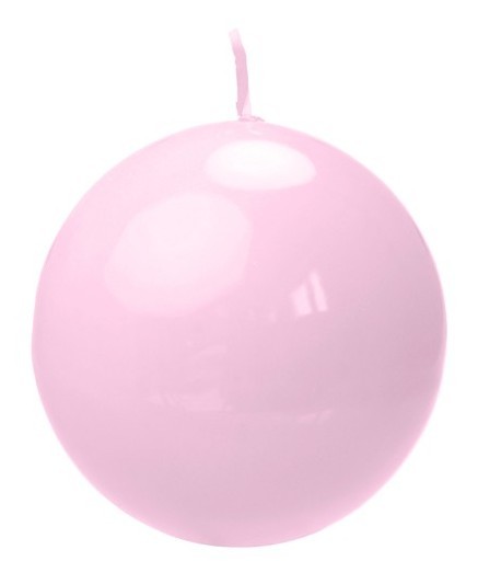 6 candele a sfera rosa lucido 8cm