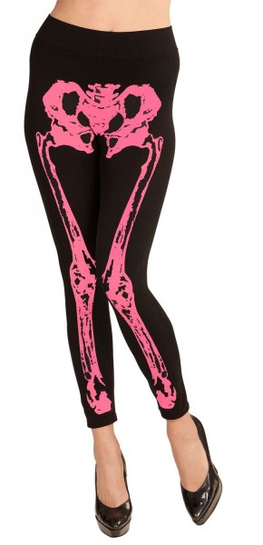 Skelet Bone Leggings Black Pink 75DEN