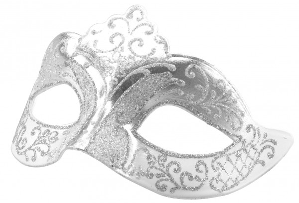 Błyszcząca maska na oczy Venezia w kolorze srebrnym 2