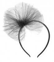 Preview: Black headband with tulle bow