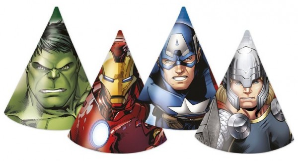 6 sombreros de fiesta de superhéroes de los Vengadores