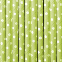 Aperçu: 10 pailles en papier à pois vert clair 19,5 cm