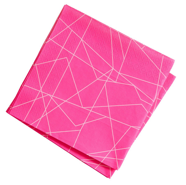 20 serviettes de fête rose fluo 33cm