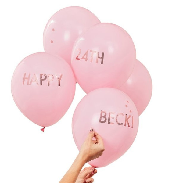 5 Personalisierbare Ballons rosa 30cm