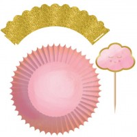 Oversigt: Hello World cupcakesæt lyserød 72 stykker