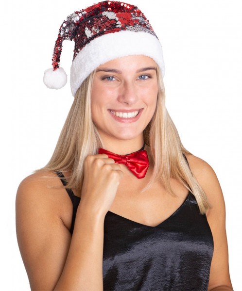 Cappello di Natale con paillettes rosso-argento 2
