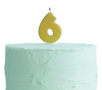 Aperçu: Bougie gâteau numéro 6 Golden Mix & Match 6cm