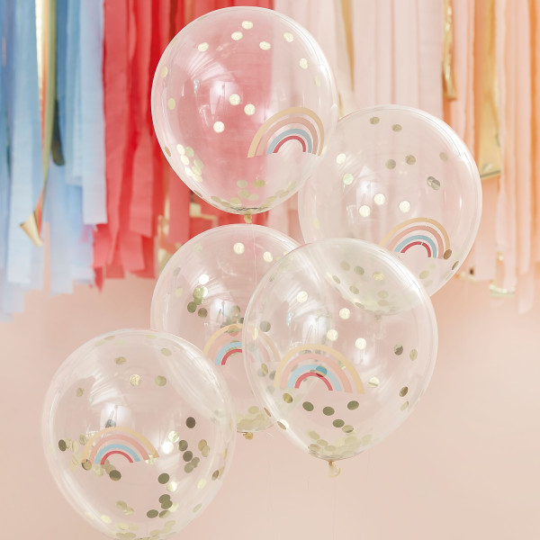 5 ballons confettis Joyful Life 30cm