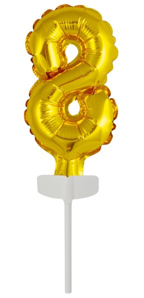 Gouden nummer 8 taartdecoratie ballon 15cm