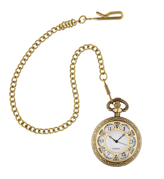 Mechaniczny zegarek kieszonkowy ze złotym łańcuszkiem