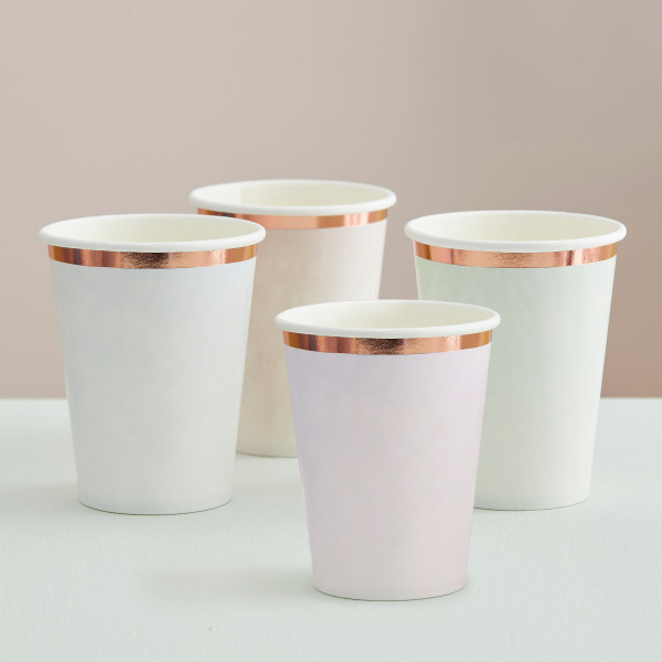 8 vasos de papel de colores pastel Portofino 250ml
