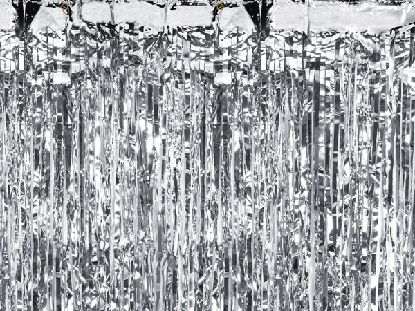 Silver metallic tinsel curtain 90cm x 2.5m