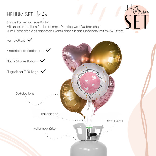 Taufe großes Glück Rosa Ballon Bouquet-Set mit Heliumbehälter 3