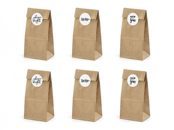 6 gift bags with stickers