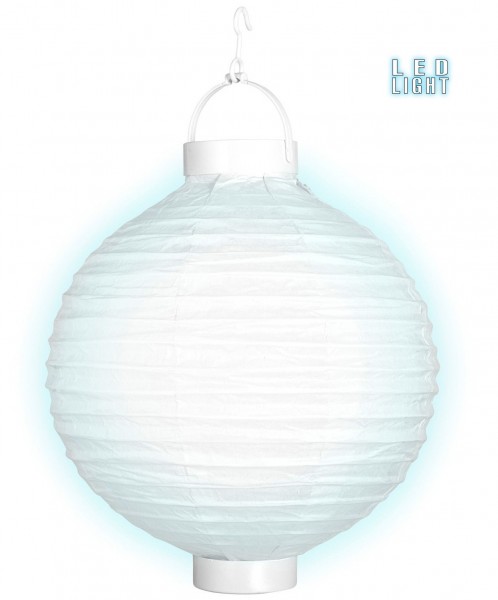 Lanterne blanche avec lumière LED 30 cm