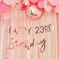 Vista previa: Guirnalda de cumpleaños personalizable oro rosa