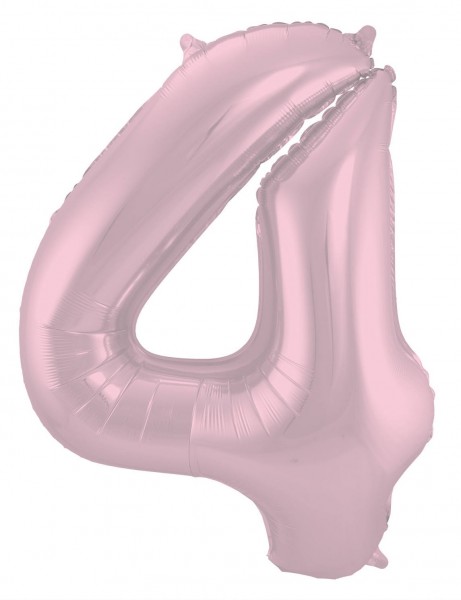Matowy balon foliowy numer 4 różowy 86 cm