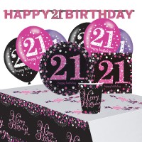 Pink 21st Birthday Deko Set 41-teilig