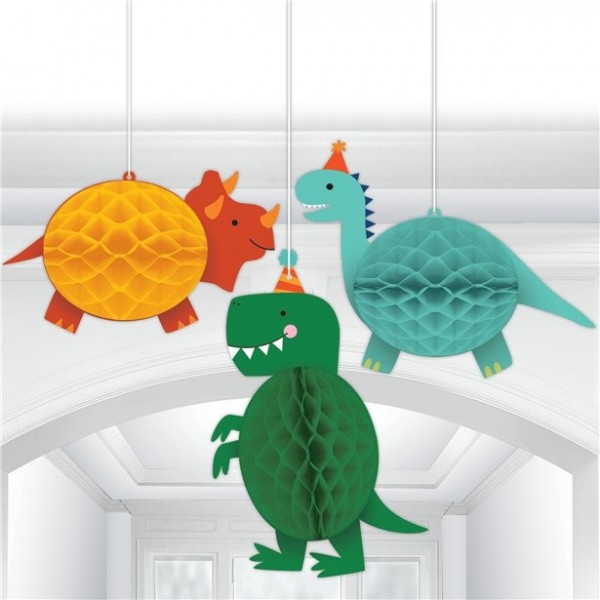 Dino Cuties wisząca dekoracja w kształcie plastra miodu, 3 sztuki