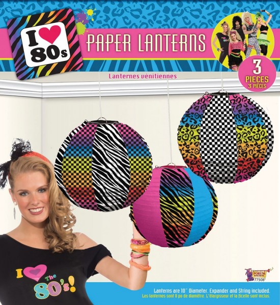 3 colorful disco paper lanterns