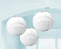 3 lanternes boule papier blanches 20 cm