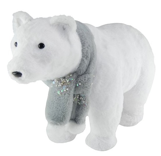 Figura decorativa orso polare in pelliccia sintetica 40 cm