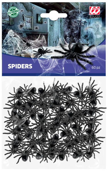 Décoration de 60 araignées 4 x 3cm