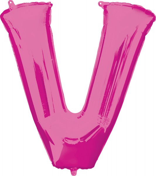 Balon foliowy litera V różowy XL 86 cm