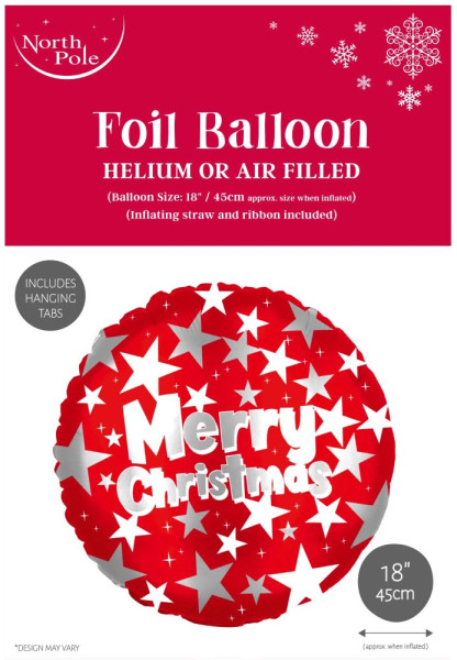 Roter Merry Xmas Folienballon 45cm