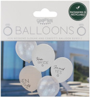 Oversigt: 5 Shiny Bride Hønseparti balloner 30 cm