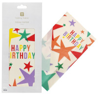 Vista previa: 4 hojas de papel de regalo estrella de cumpleaños 50 x 70 cm