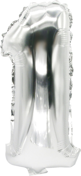 Foil balloon number 1 silver 43cm