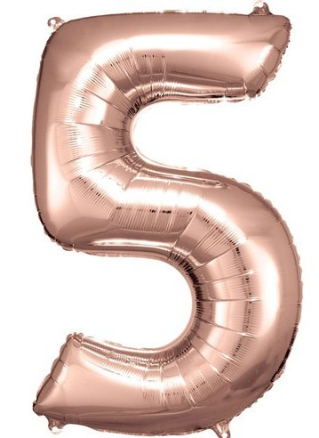 Balon foliowy w kolorze różowego złota numer 5 86 cm