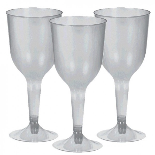 20 silver wine glasses made of plastic 295ml