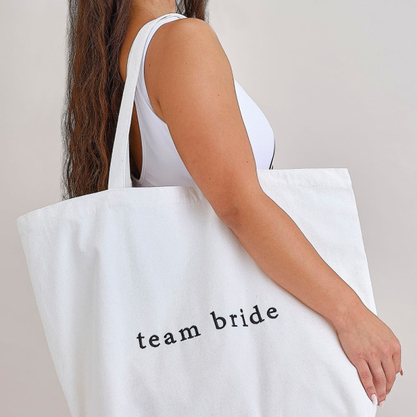 White Team Bride tote bag 55cm x 71cm