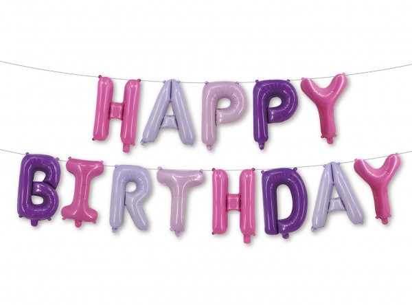 Folieballongset Dahlia Happy Birthday 40cm