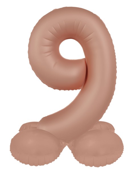 Ballon aluminium Vintage Rose 9 sur pied mat 72 cm