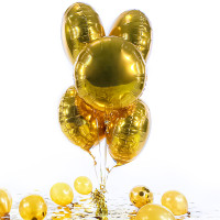 Vorschau: 5 Heliumballons in der Box rundes Gold